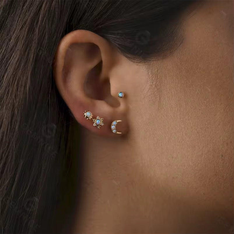
                  
                    Gold Plated Opal Sterling Silver Dainty Minimalist Hypoallergenic Stud Earrings- Boho Jewellery For Wild Souls
                  
                