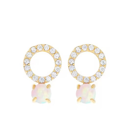 
                  
                    Gold Plated Opal Sterling Silver Dainty Minimalist Hypoallergenic Stud Earrings- Boho Jewellery For Wild Souls
                  
                