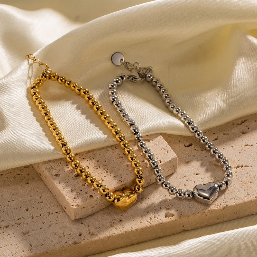
                  
                    Gold Bead Heart Bracelet – Boho & Mala jewellery
                  
                