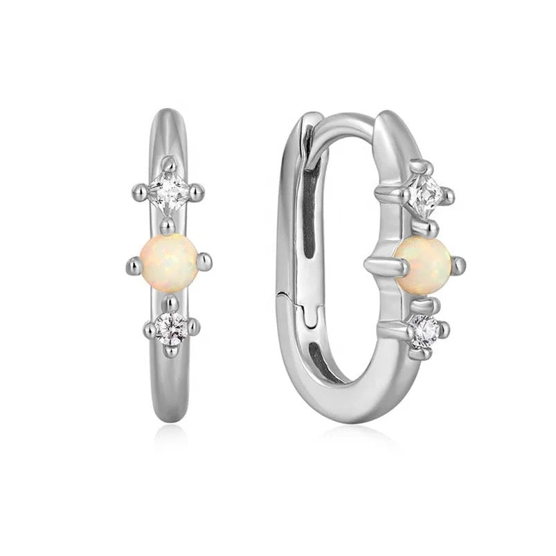 
                  
                    Boho & Mala Opal Sterling Silver Hoop Huggie Earrings
                  
                