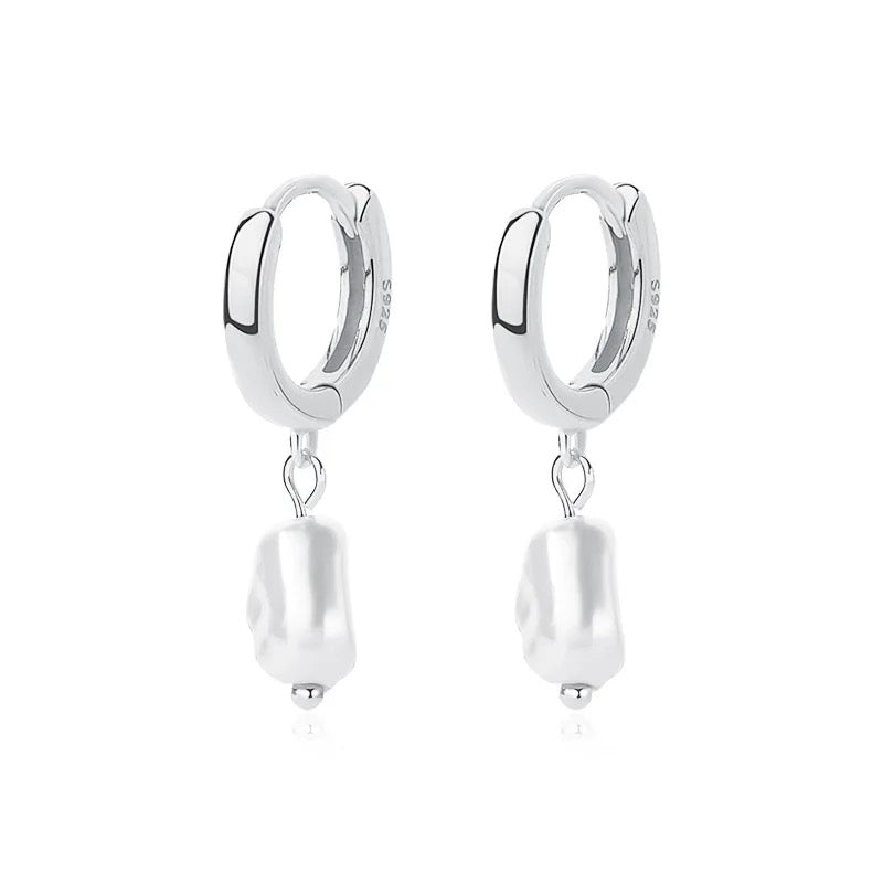 
                  
                    Boho & Mala Freshwater Pearl Sterling Silver Hoop Huggie Earrings
                  
                