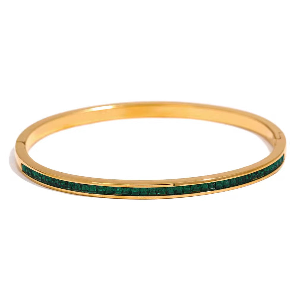 
                  
                    Serene Gold Green Crystal Bangle – Boho & Mala jewellery
                  
                