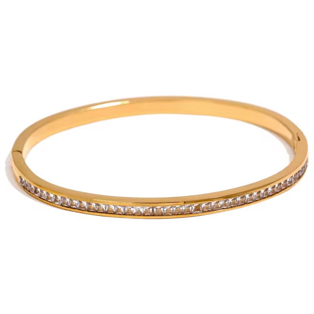 
                  
                    Serene Gold Clear Crystal Bangle – Boho & Mala jewellery
                  
                