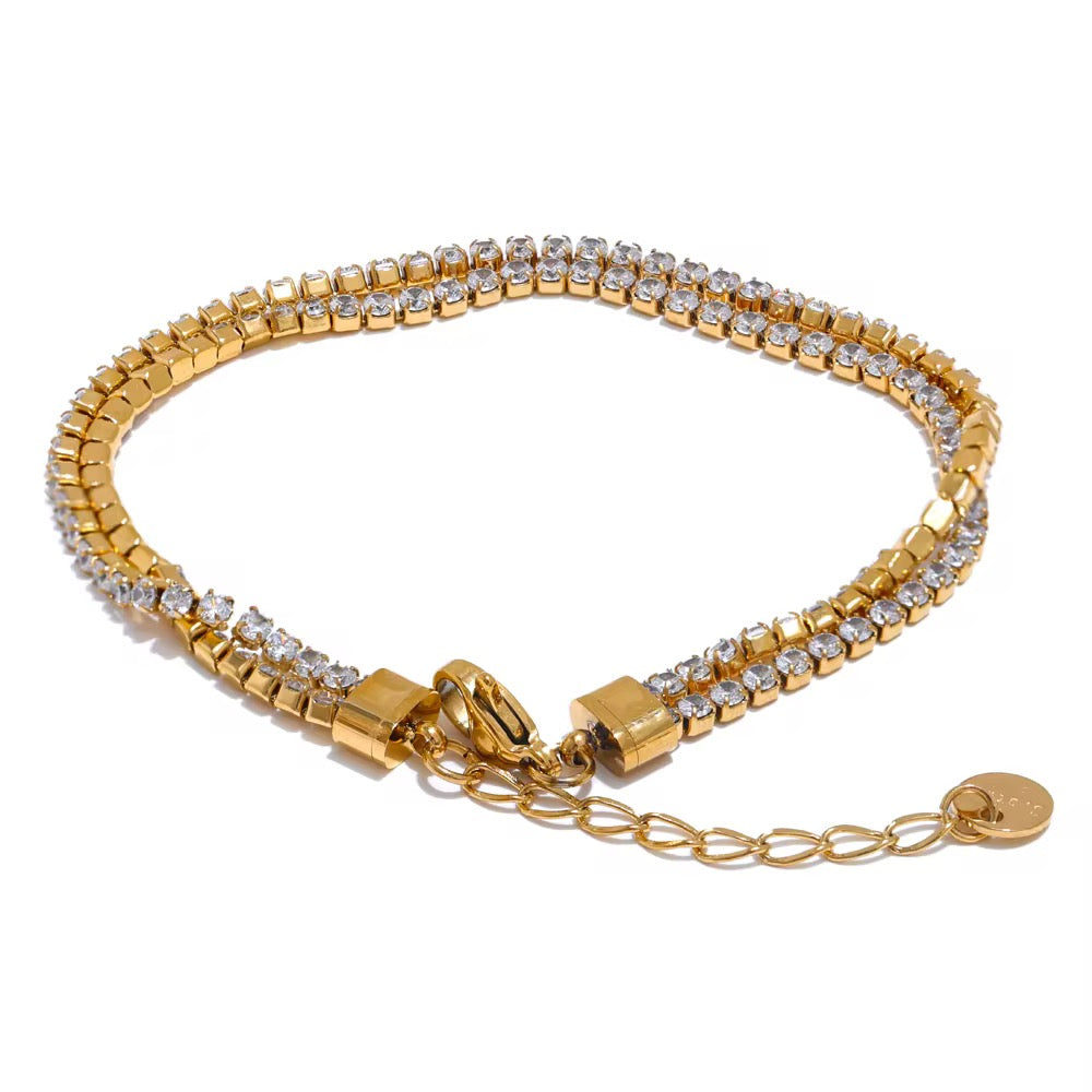 
                  
                    Golden Glow Crystal Layered Bracelet – waterproof gold bracelet by Boho & Mala
                  
                