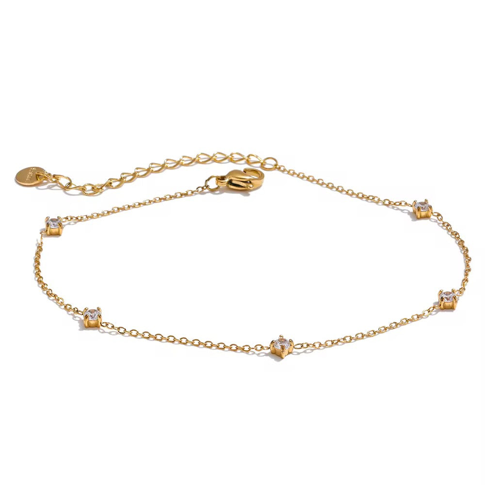 
                  
                    Dainty Crystal Drop Gold Bracelet – waterproof gold bracelet by Boho & Mala
                  
                