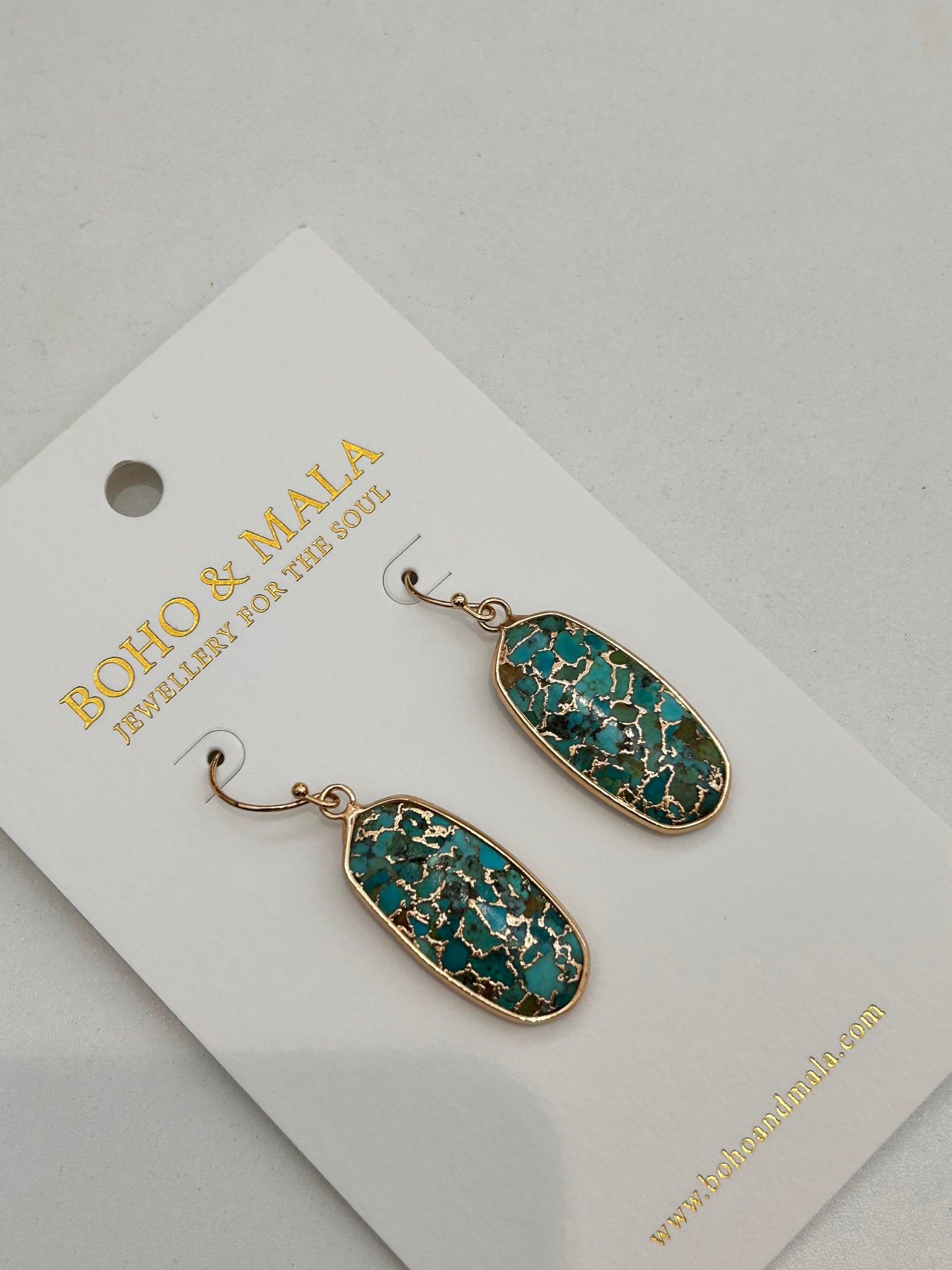 Turquoise Mosaic Drop Hook Earrings original product photo