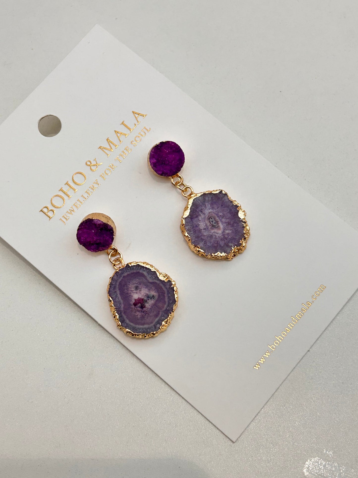 Sahira Amethyst Druzy Drop Earrings original product photo