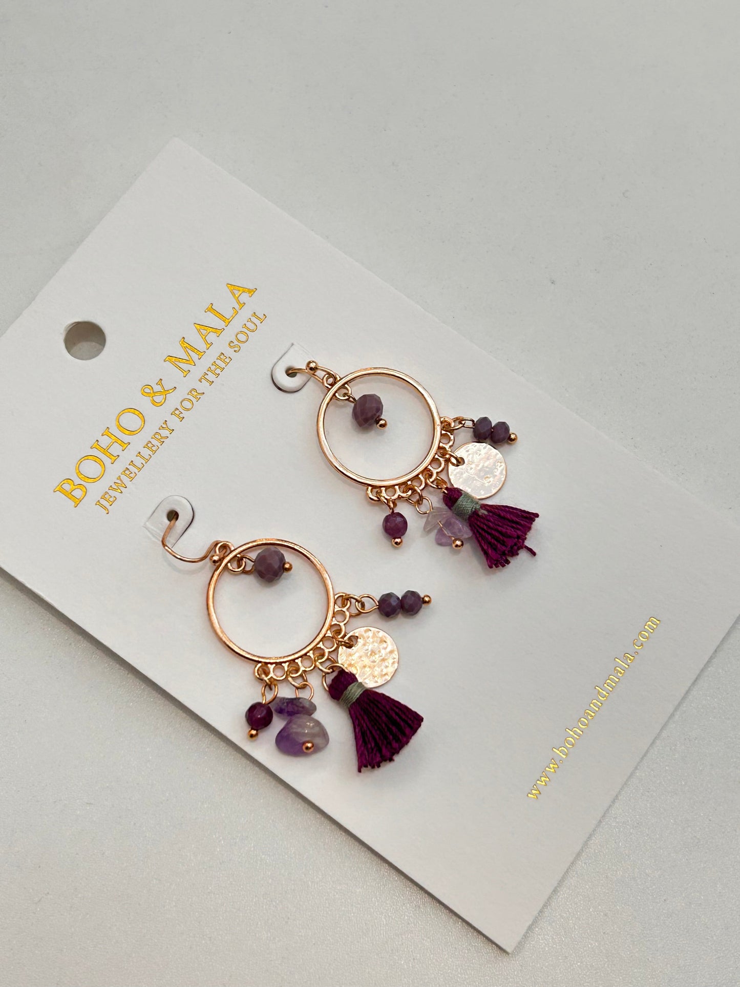 Zahara Amethyst Tassel Hoop Earrings original product photo