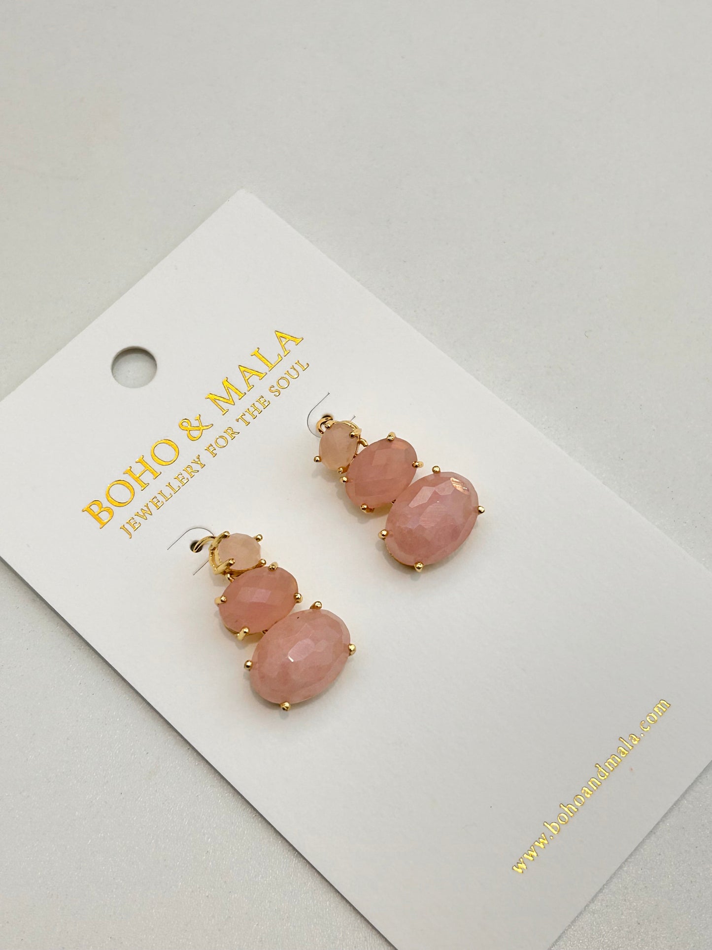 Avani Rose Quartz Triple Drop Earrings ✨ original product photo