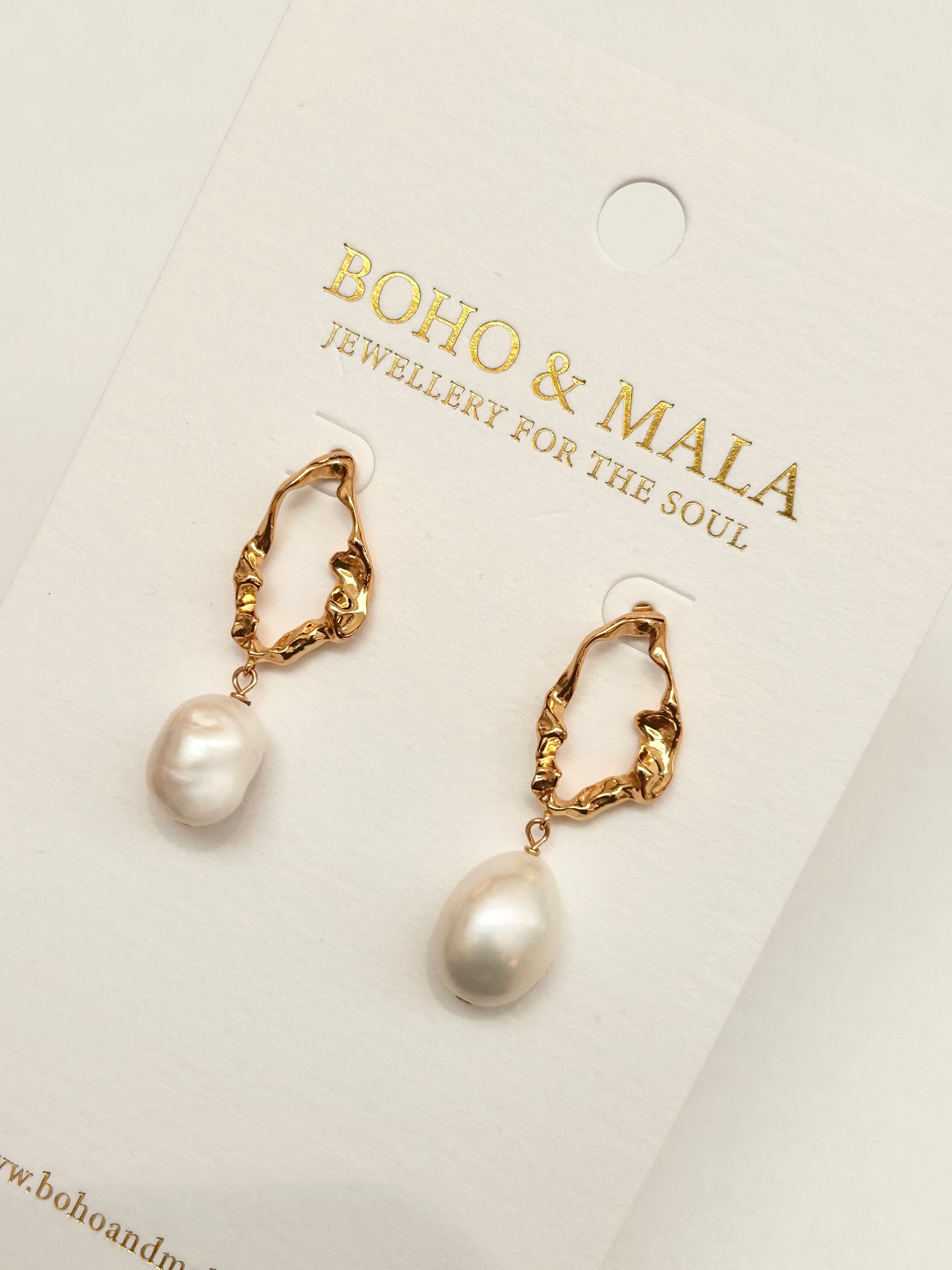 
                  
                    Amelie Organic Pearl Drop Studs - 18K Gold Plated Sterling Silver ✨
                  
                