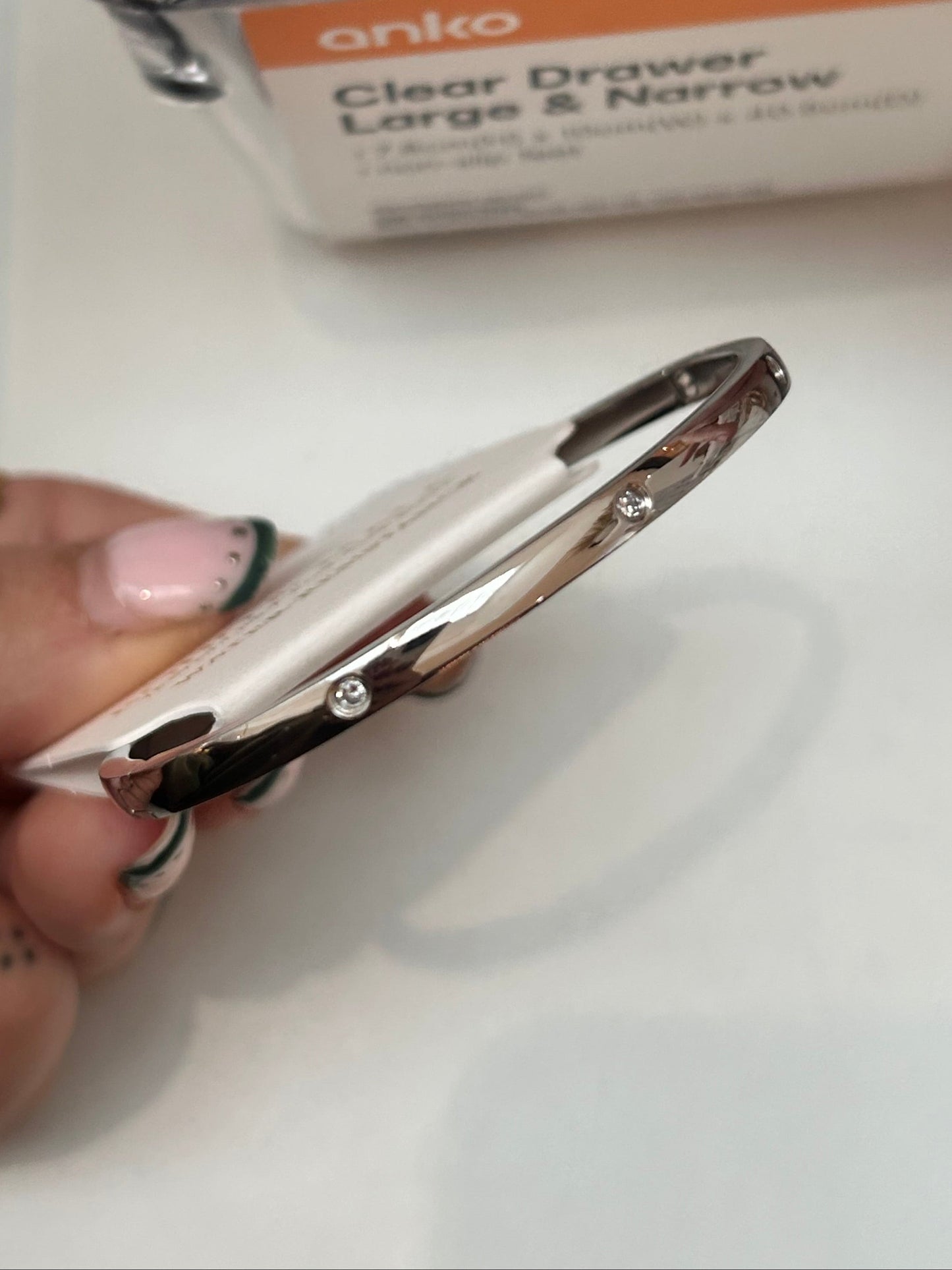 
                  
                    Amelie Silver Crystal Station Bangle — original display photo
                  
                