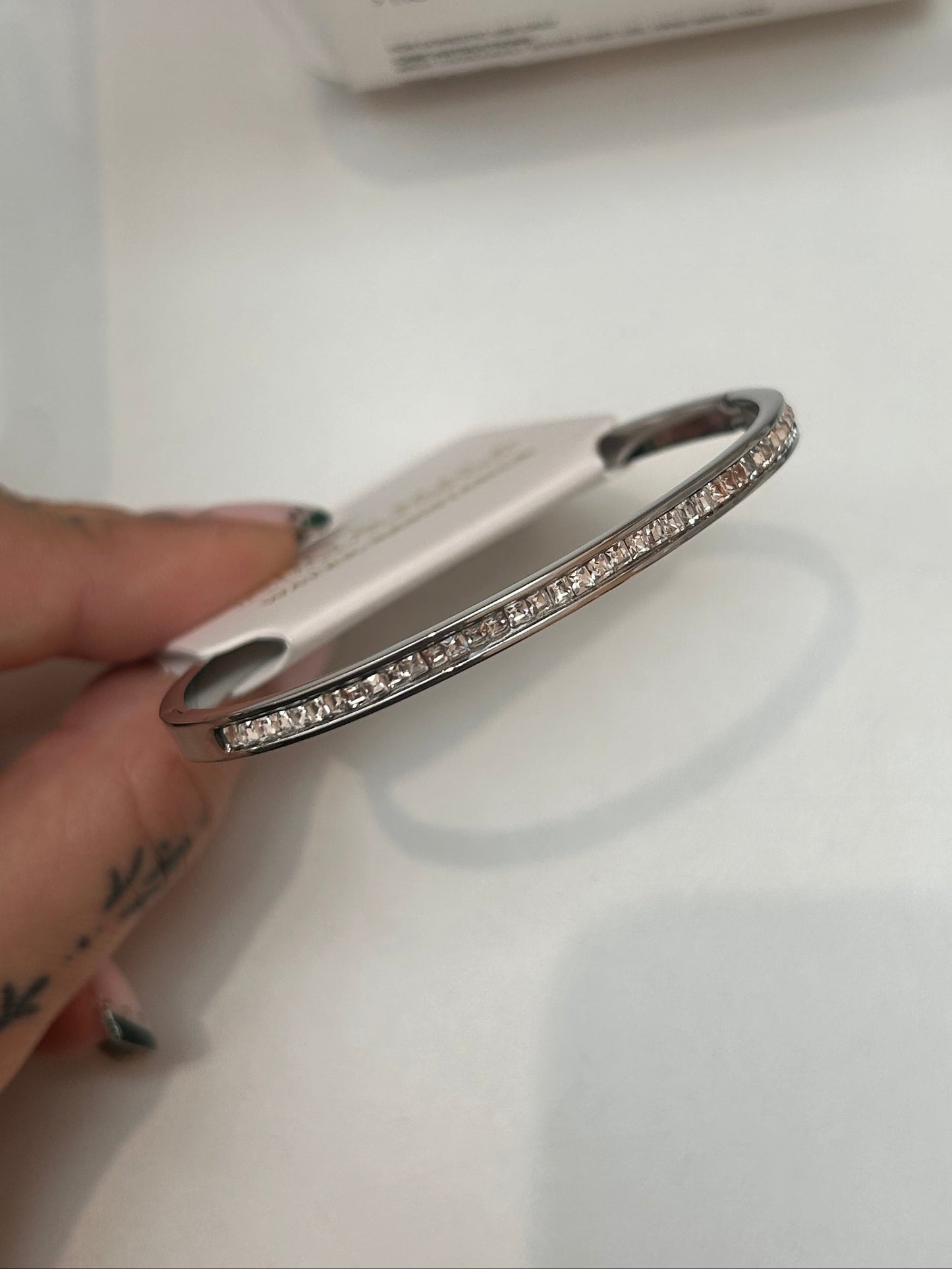 
                  
                    Roselle Silver Princess-Cut Crystal Bangle — original display photo
                  
                