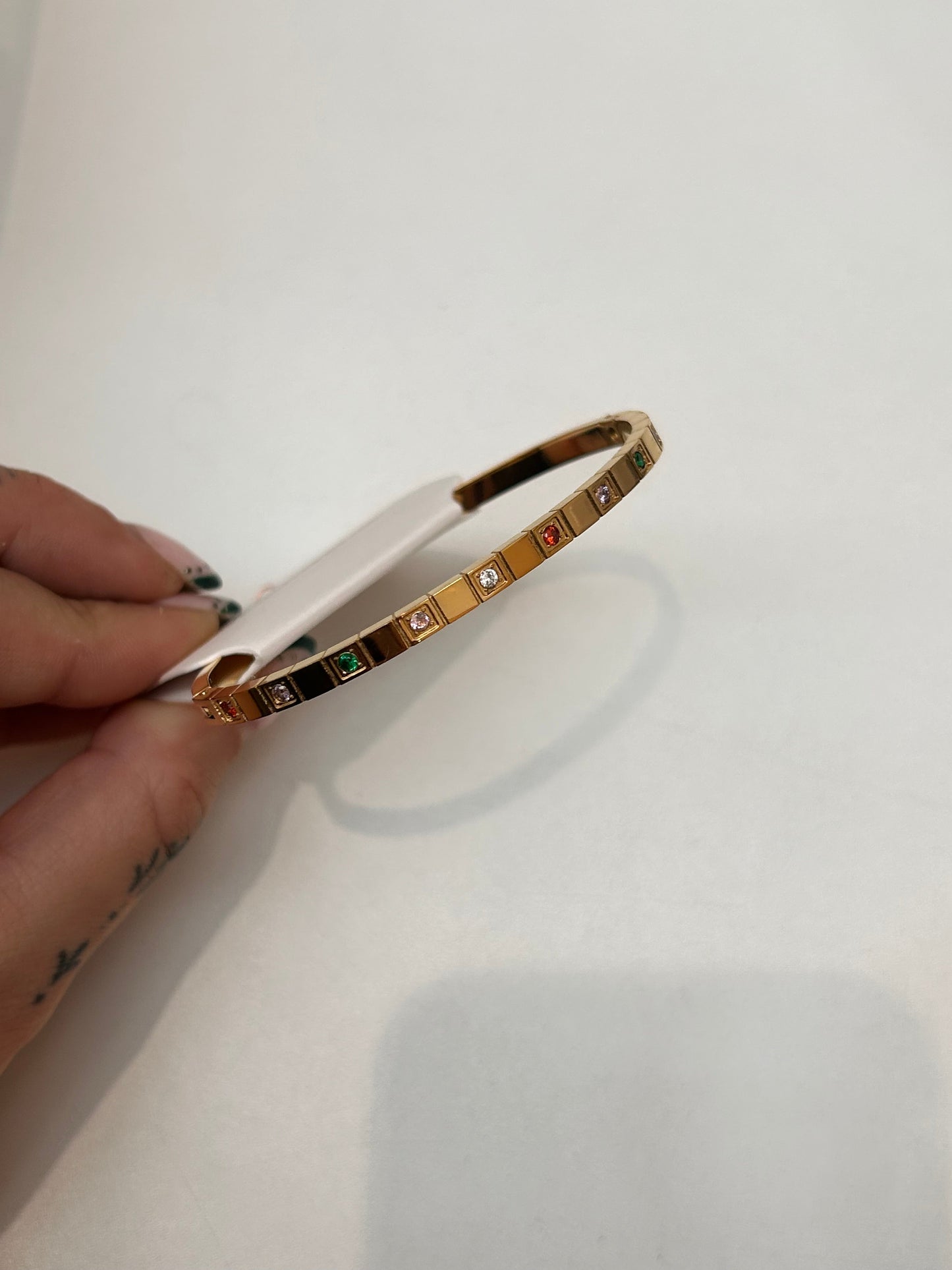 
                  
                    Mira Gold Multicolour Crystal Bangle — original display photo
                  
                