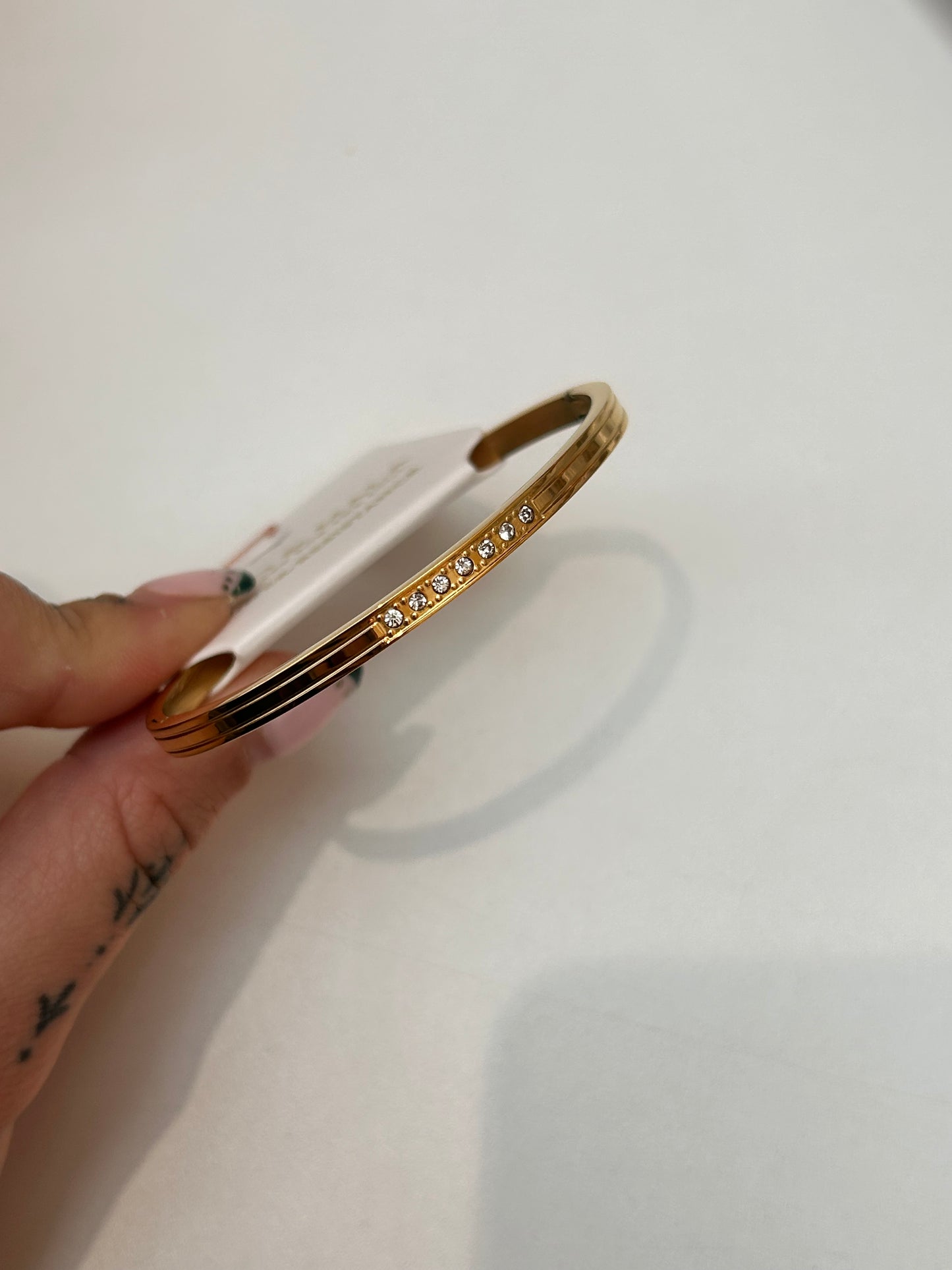 Elira Gold Triple Line Crystal Bangle – Boho & Mala jewellery