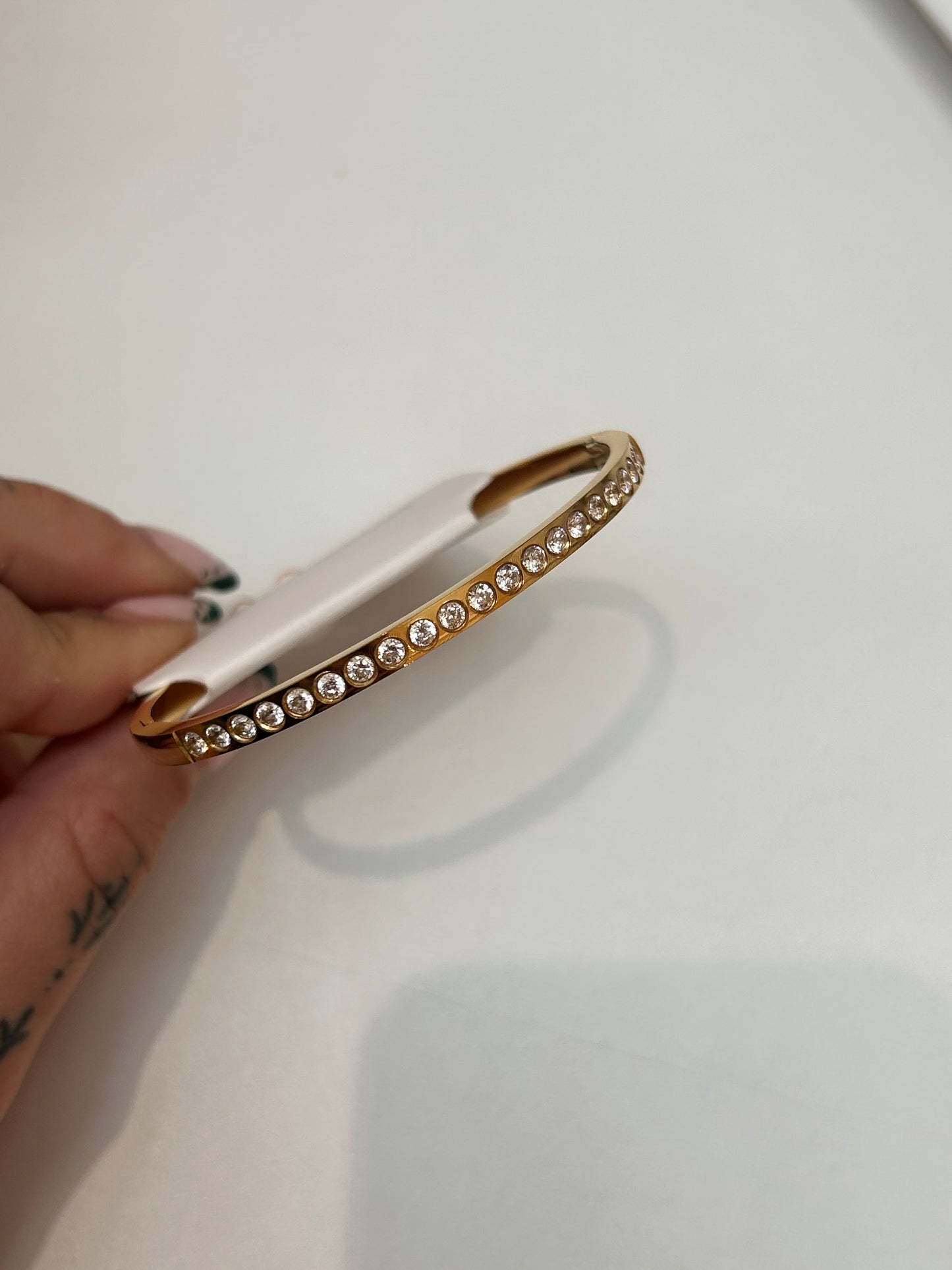 
                  
                    Amara Gold Round Crystal Bangle – Boho & Mala jewellery
                  
                