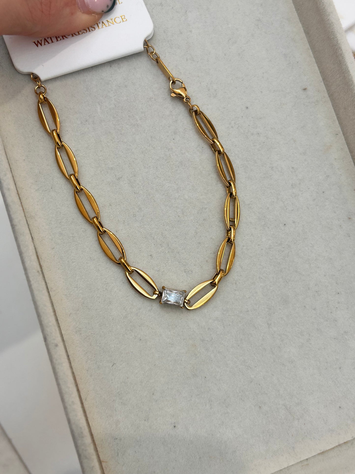
                  
                    Delphine Gold Crystal Centre Link Bracelet
                  
                