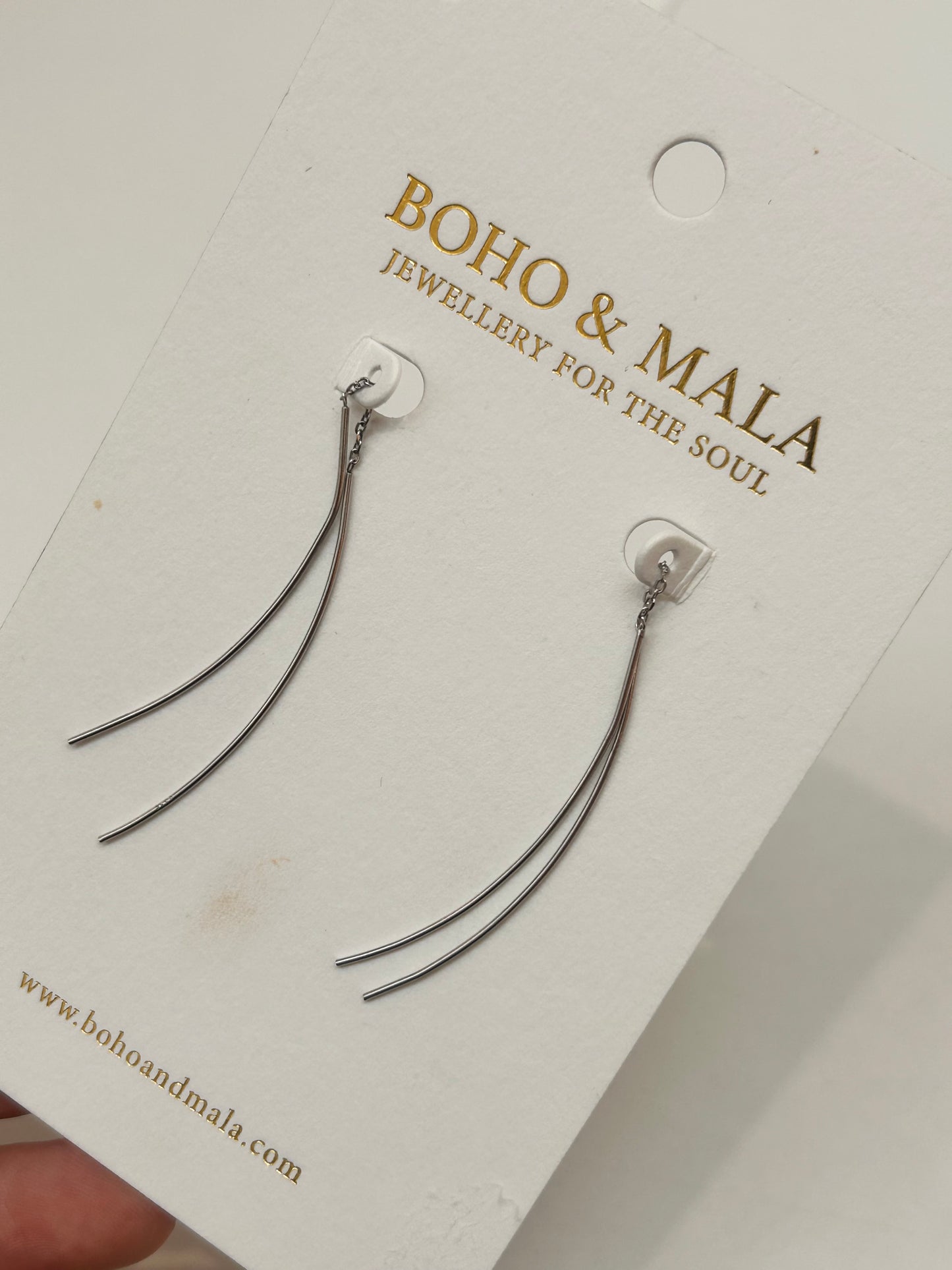 
                  
                    Vela Twin Arc Drop Earrings – Sterling Silver
                  
                