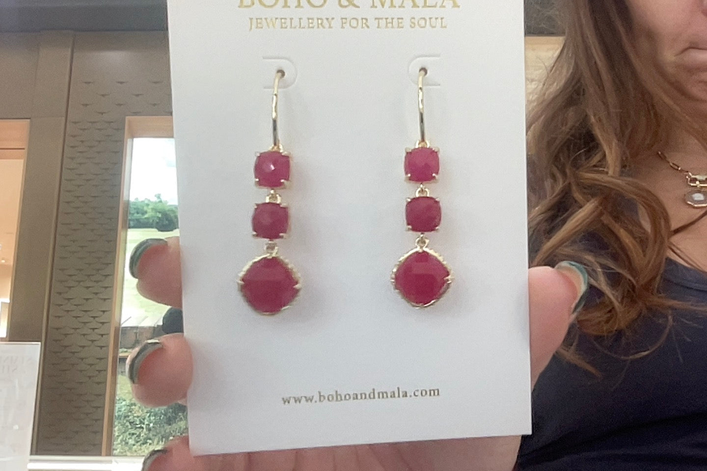 Triple Drop Gemstone Earrings – Boho & Mala jewellery