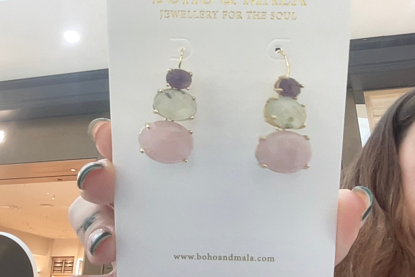 Triple Mixed Stone Drop Hook Earrings – Boho & Mala jewellery
