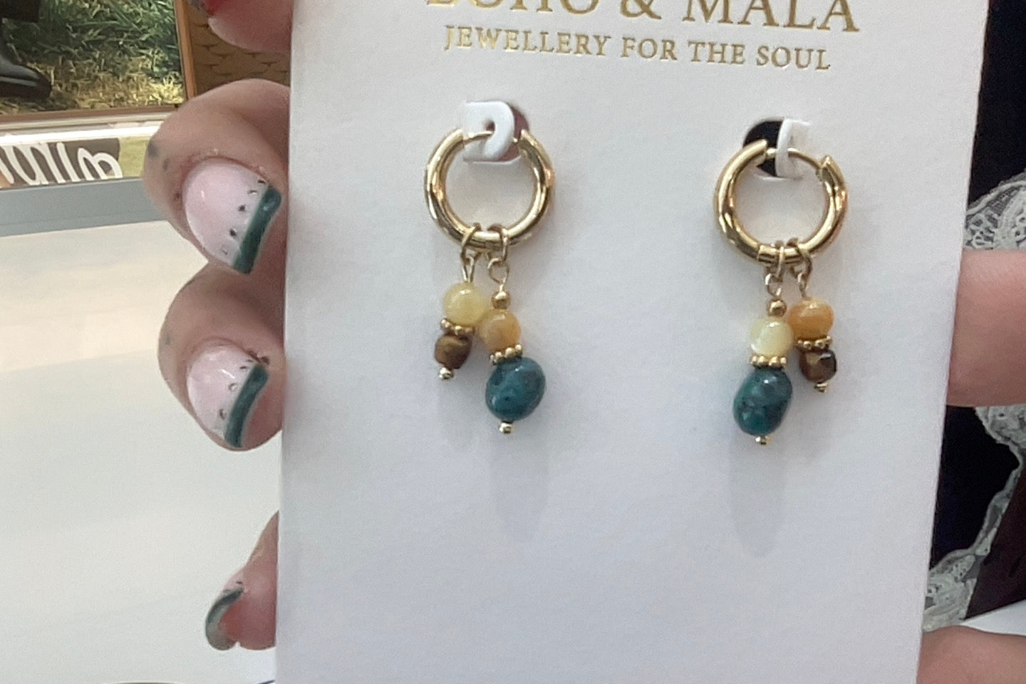 
                  
                    Savana Gold Multicolour Bead Charm Hoop Earrings
                  
                