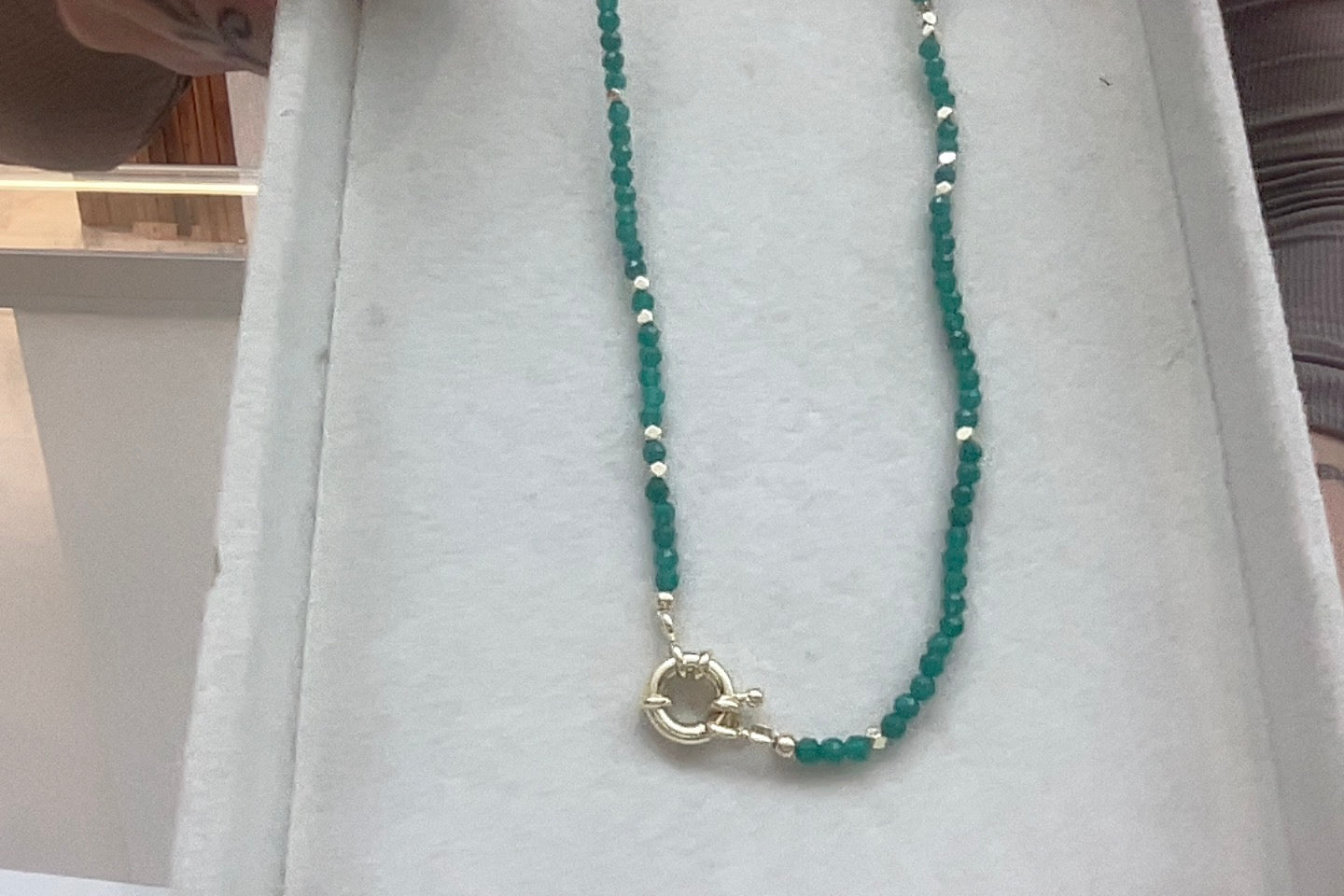 
                  
                    Sahara Deep Green Jade Necklace – Natural Genuine Gemstones — original display photo
                  
                