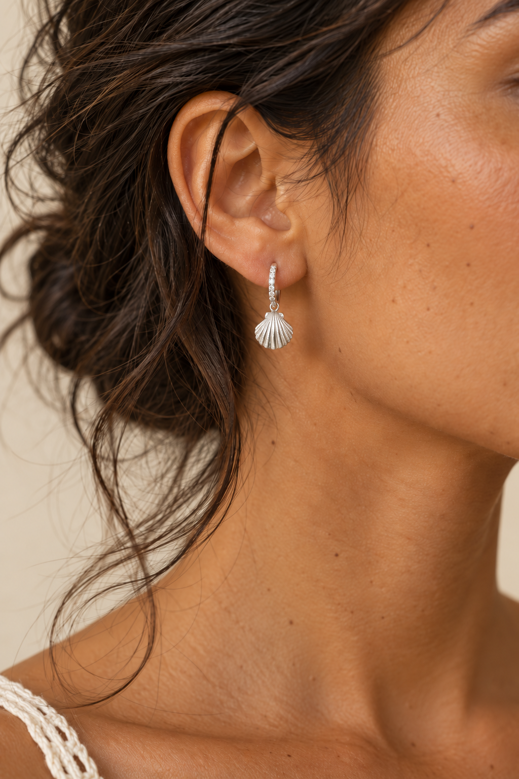 
                  
                    Nerida Silver Scallop Shell Hoop Earrings - Sterling Silver
                  
                