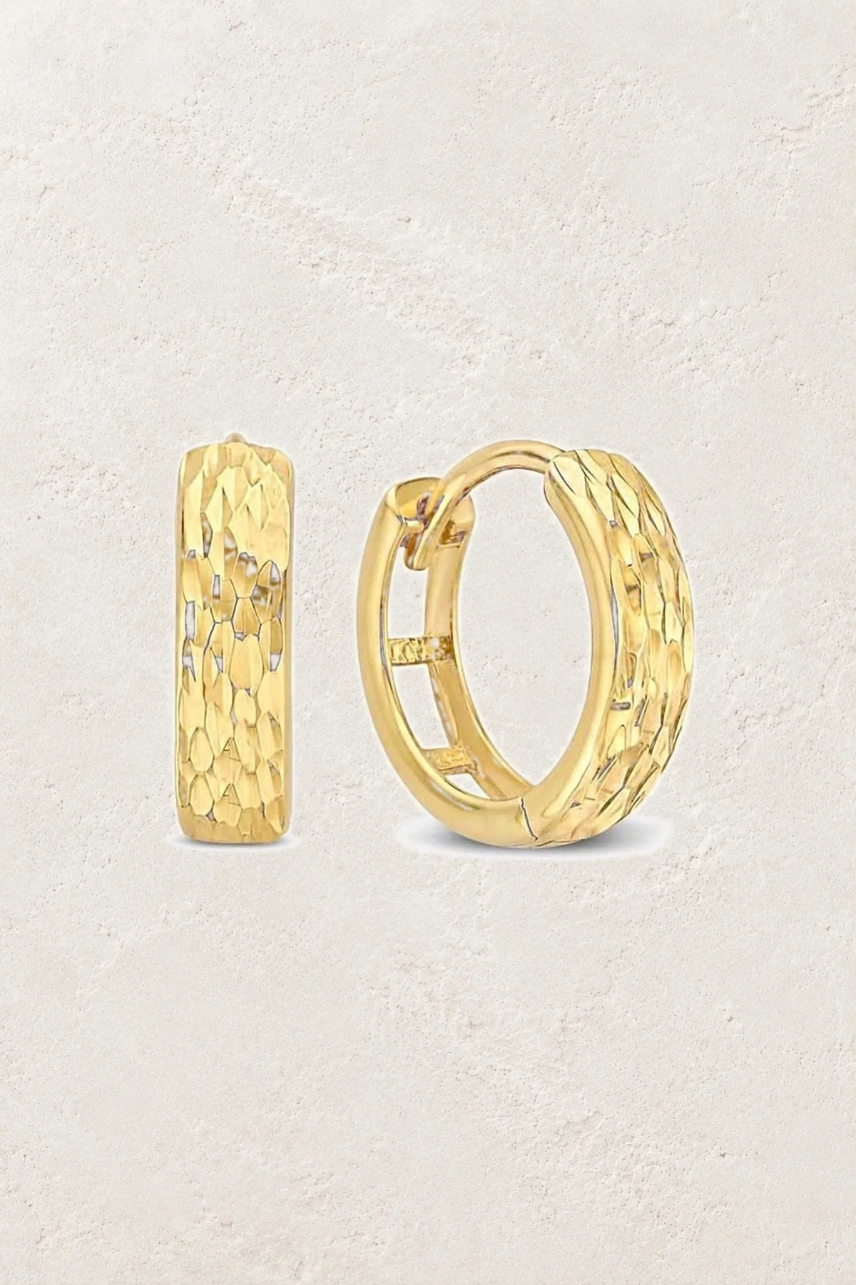 
                  
                    Kaia Textured Gold Huggies – 18K Gold Plated Sterling Silver
                  
                