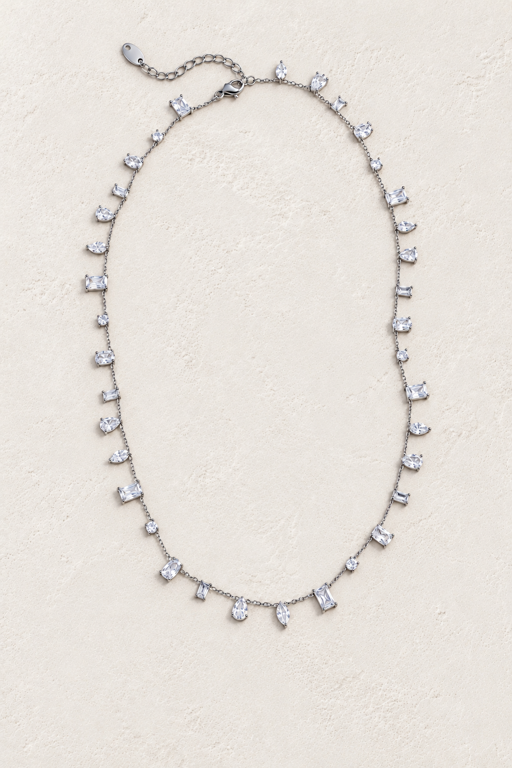 
                  
                    Silver clear cubic zirconia necklace – colour illustration
                  
                