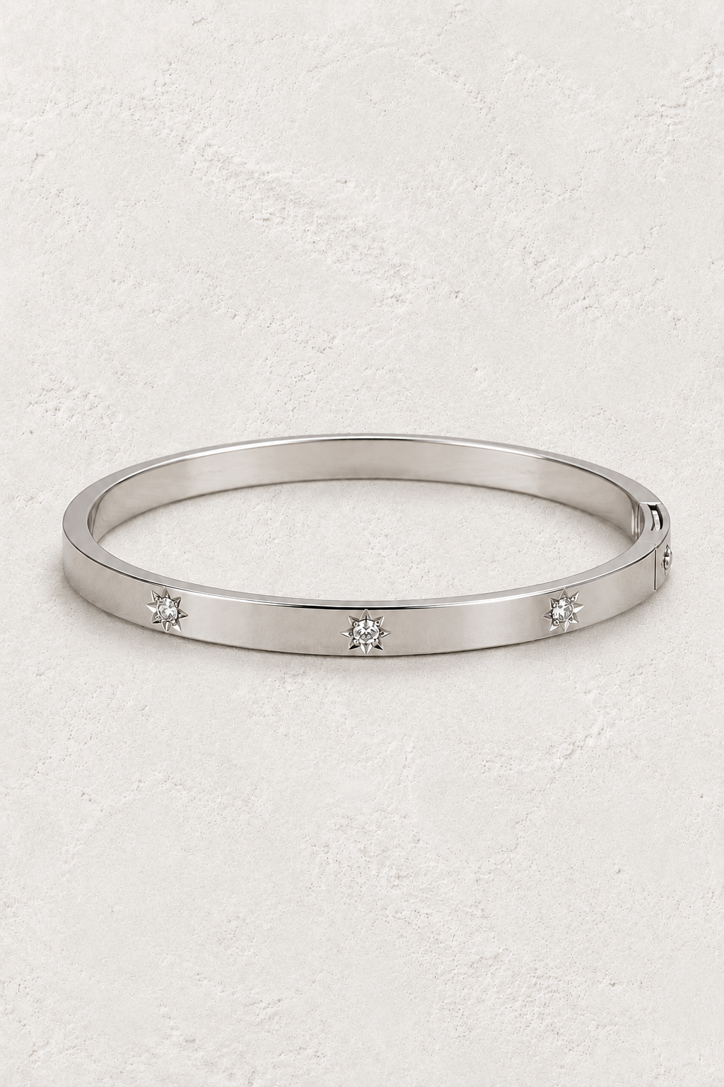 
                  
                    Aster Silver Diamond Motif Bangle — approved off-white background 2:3 cover
                  
                