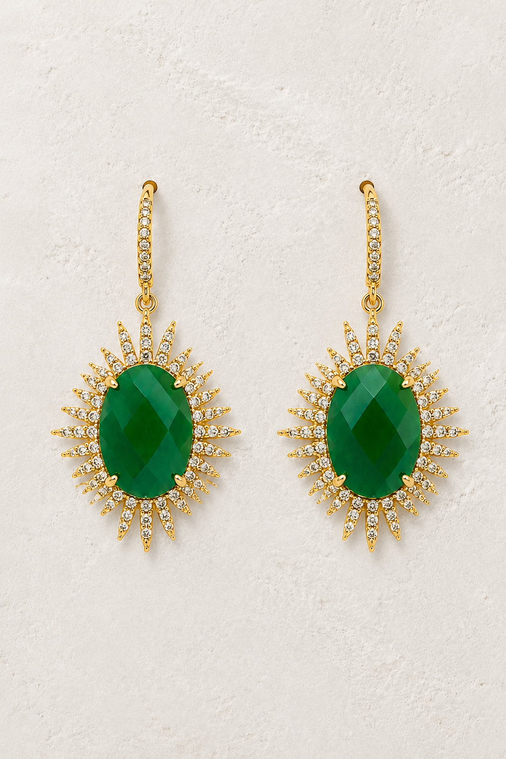 Astra Green Jade genuine gemstone statement drop earrings
