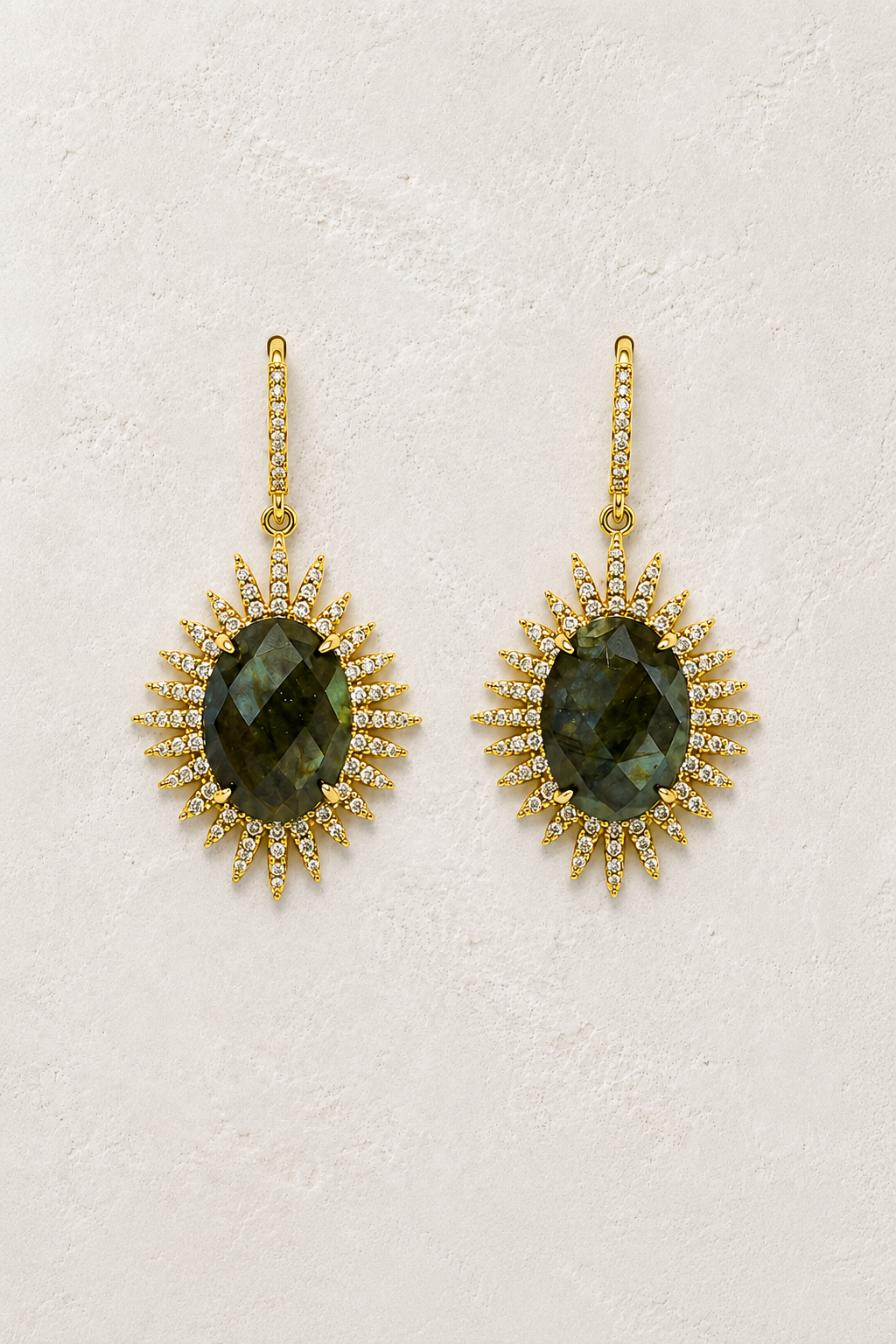 Astra Labradorite genuine gemstone statement drop earrings