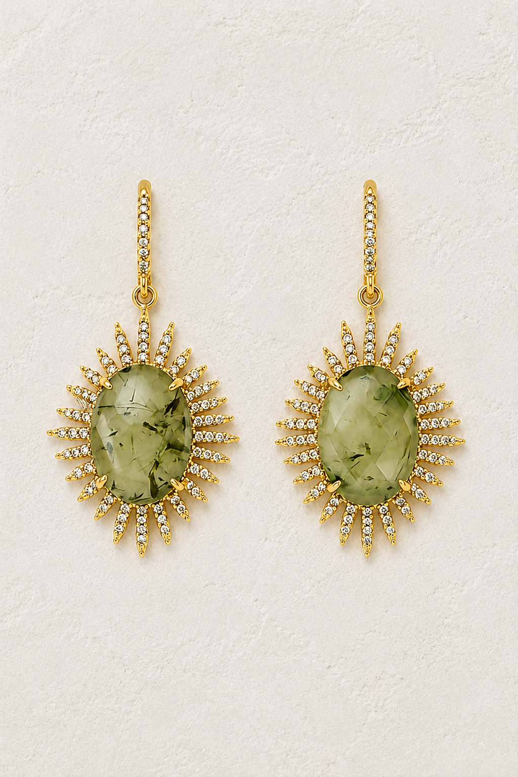 
                  
                    Astra Prehnite genuine gemstone statement drop earrings
                  
                