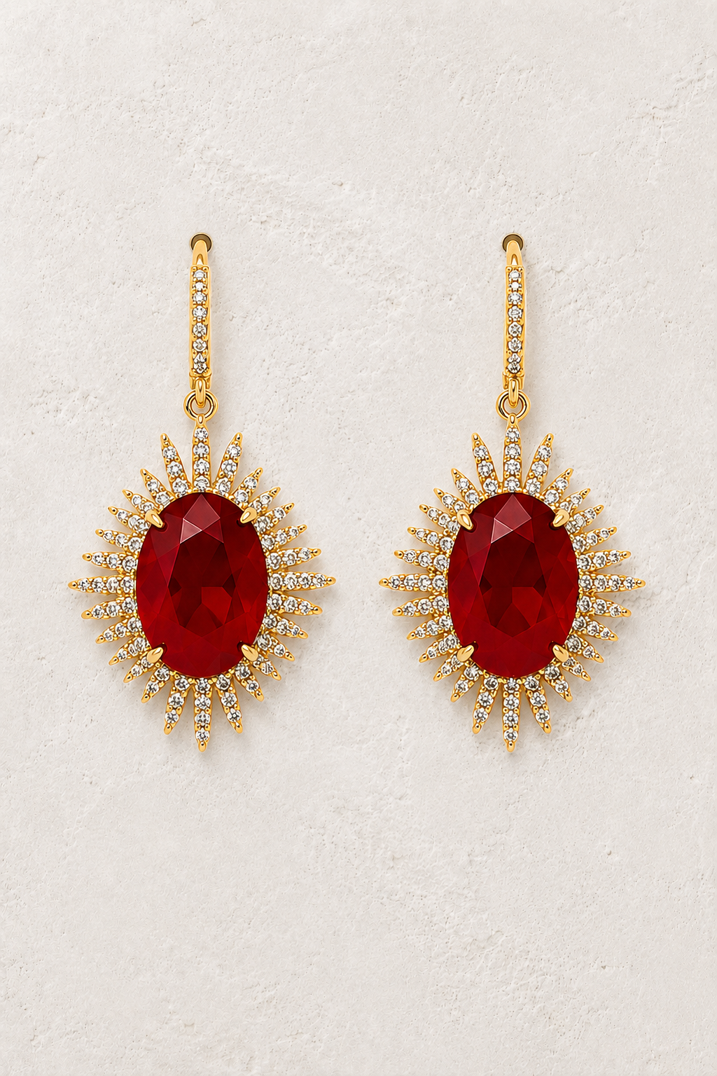 Astra Red Jade genuine gemstone statement drop earrings