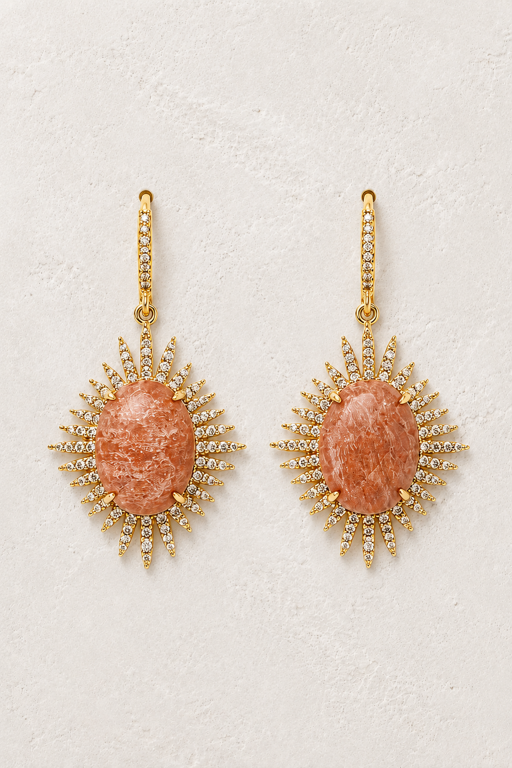 Astra Sunstone genuine gemstone statement drop earrings