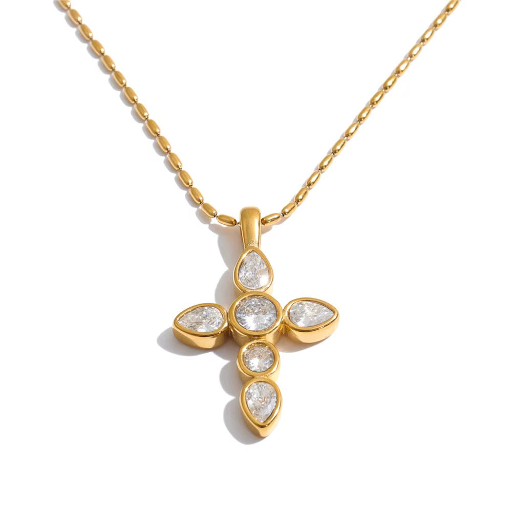 
                  
                    Gold bezel cross necklace original product photograph
                  
                