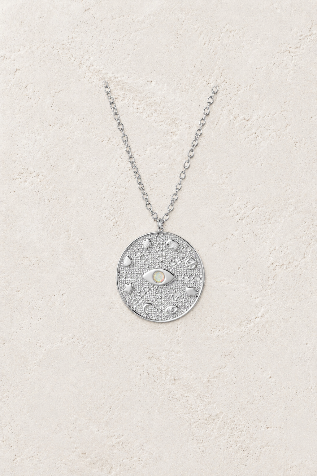 Evil Eye Coin Necklace on Francesca's approved original hero background