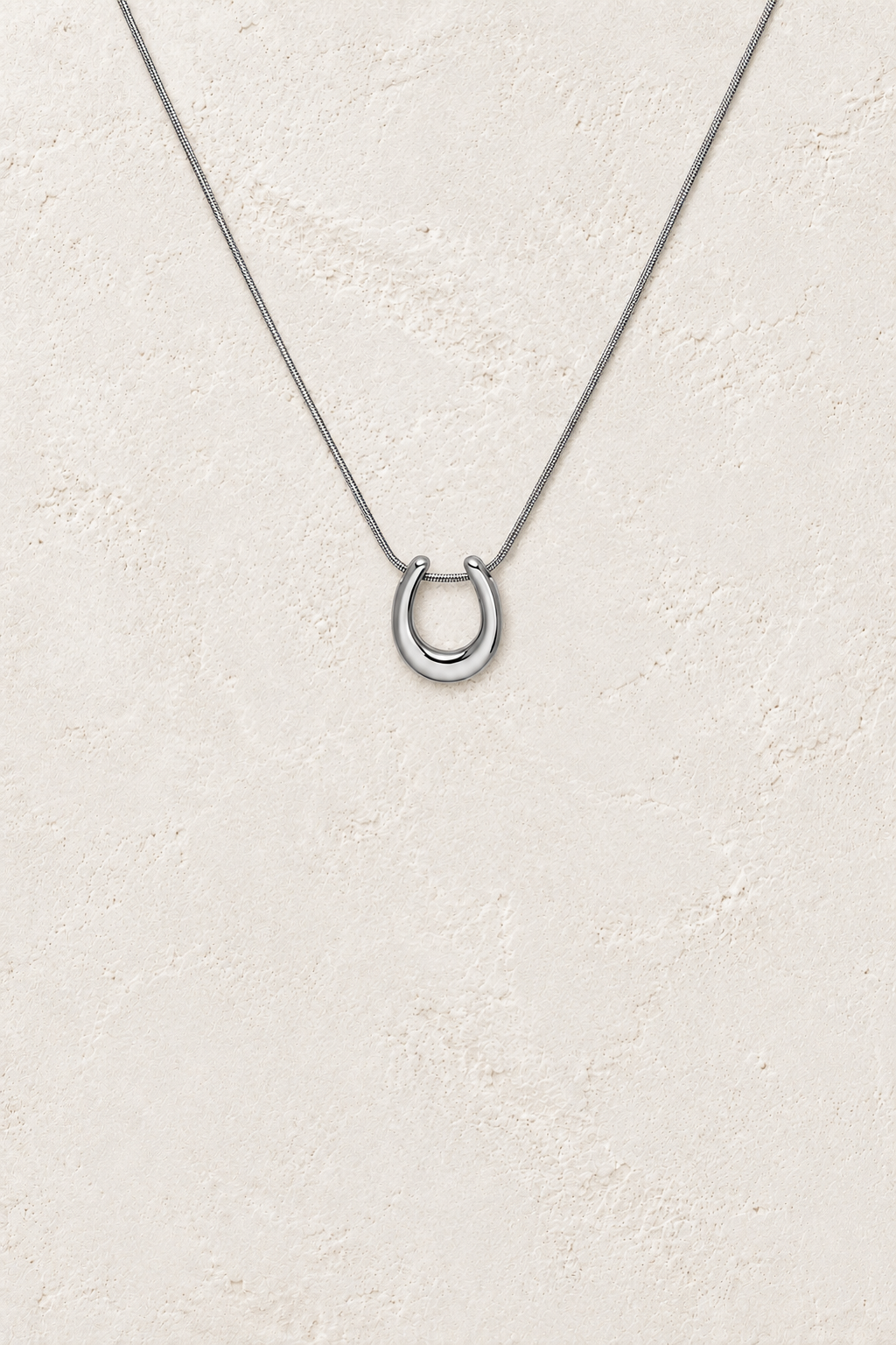 Lucky Silver Horseshoe Necklace on Francesca's approved original hero background