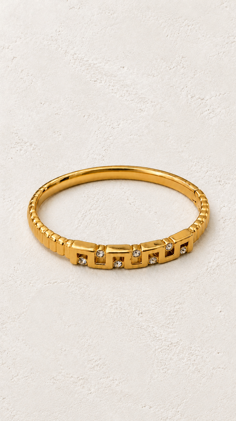 Marcella Gold Geometric Crystal Bangle on Francesca's supplied original hero background