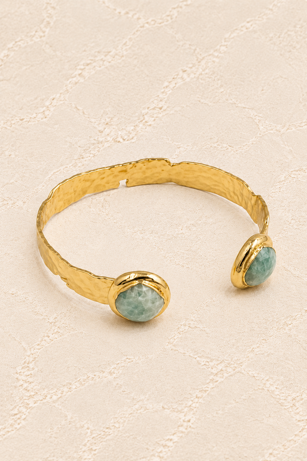 Amazonite Isla Cuff Bracelet on ivory plaster, tall product cover