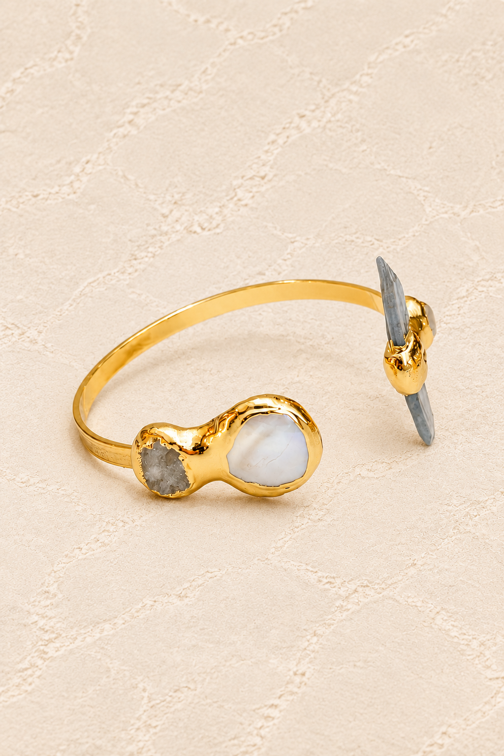 Calypso Mixed Stone & Fresh Water Pearl Cuff on ivory plaster, tall product cover