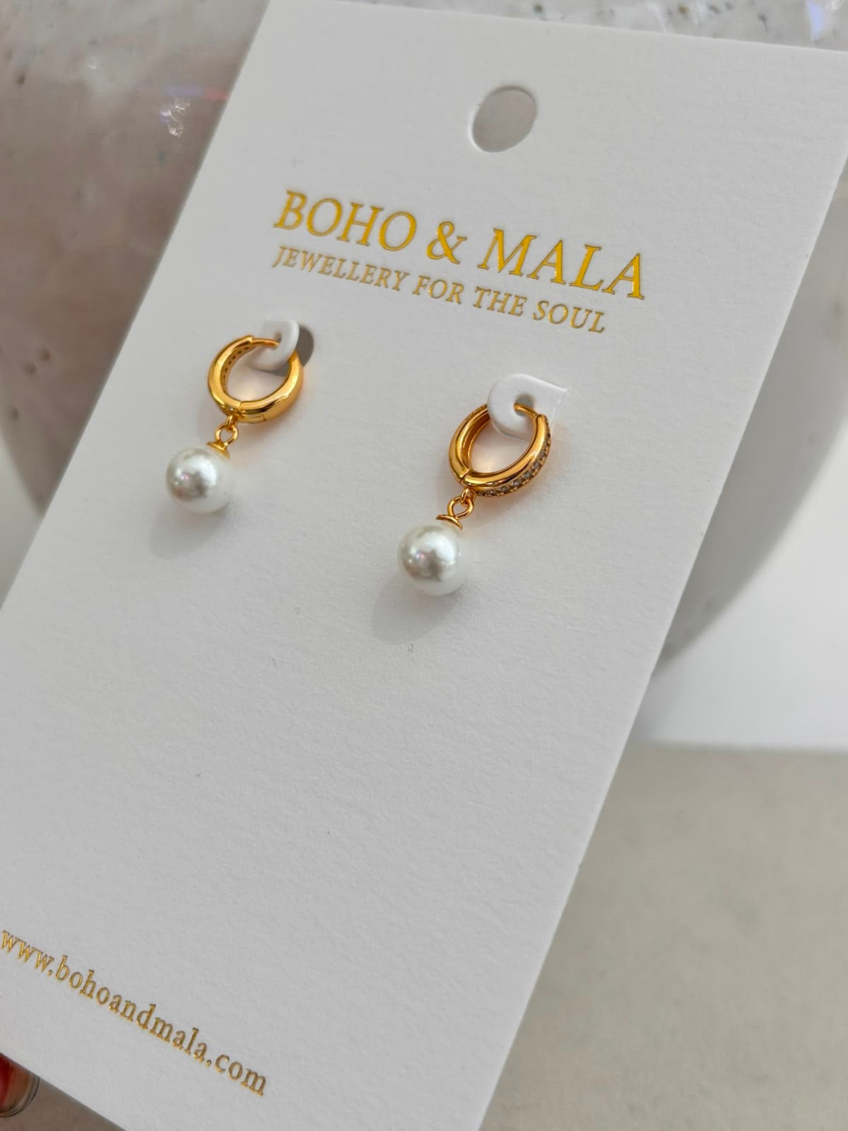 
                  
                    Lumière Pearl Gold Hoops
                  
                
