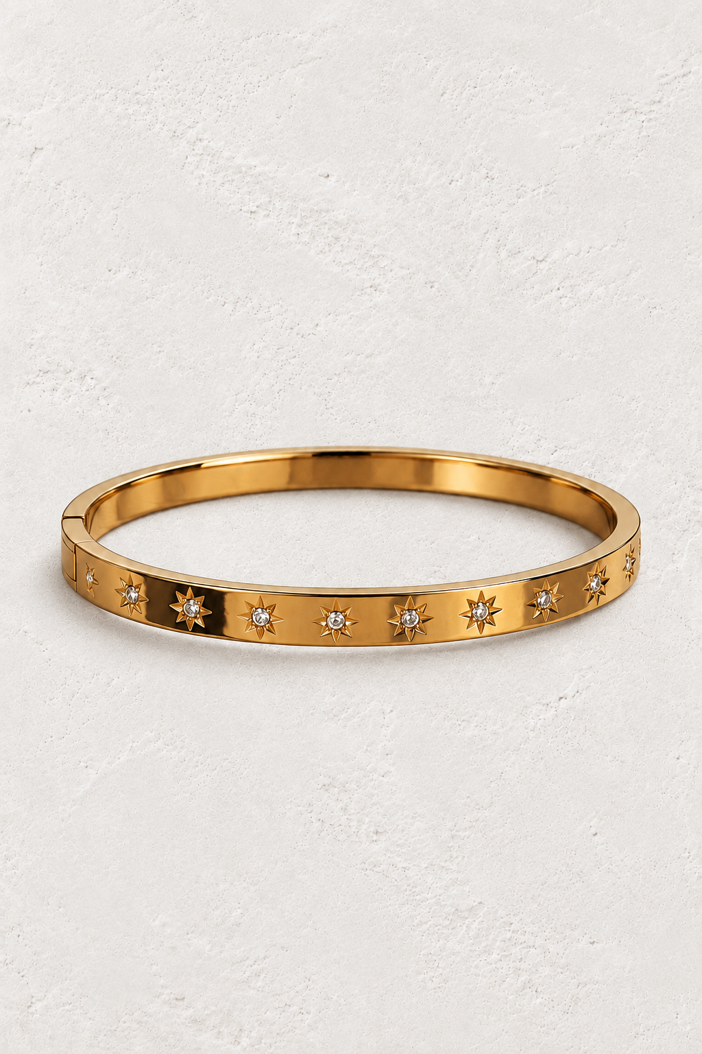 
                  
                    Celestia Gold Starburst Bangle — approved off-white background 2:3 cover
                  
                