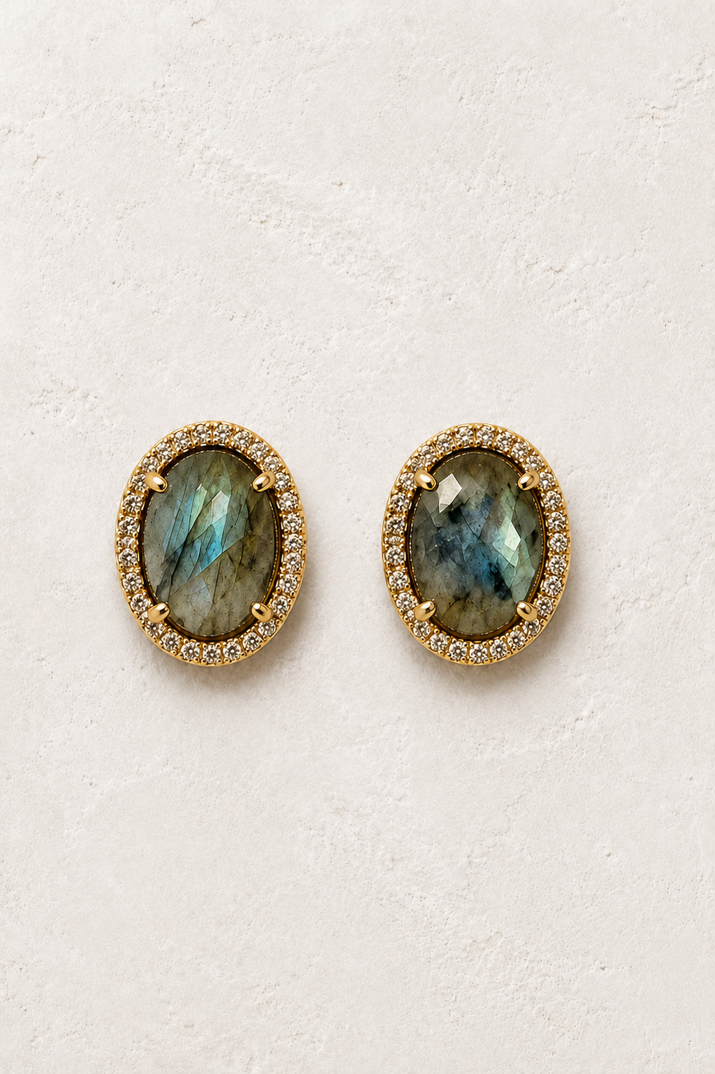 Celestine Labradorite genuine gemstone stud earrings