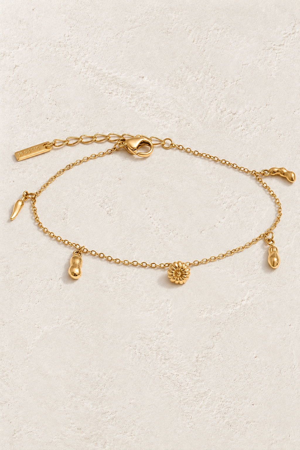 Sunflower & Charm Chain Bracelet – Gold on approved cream hero background