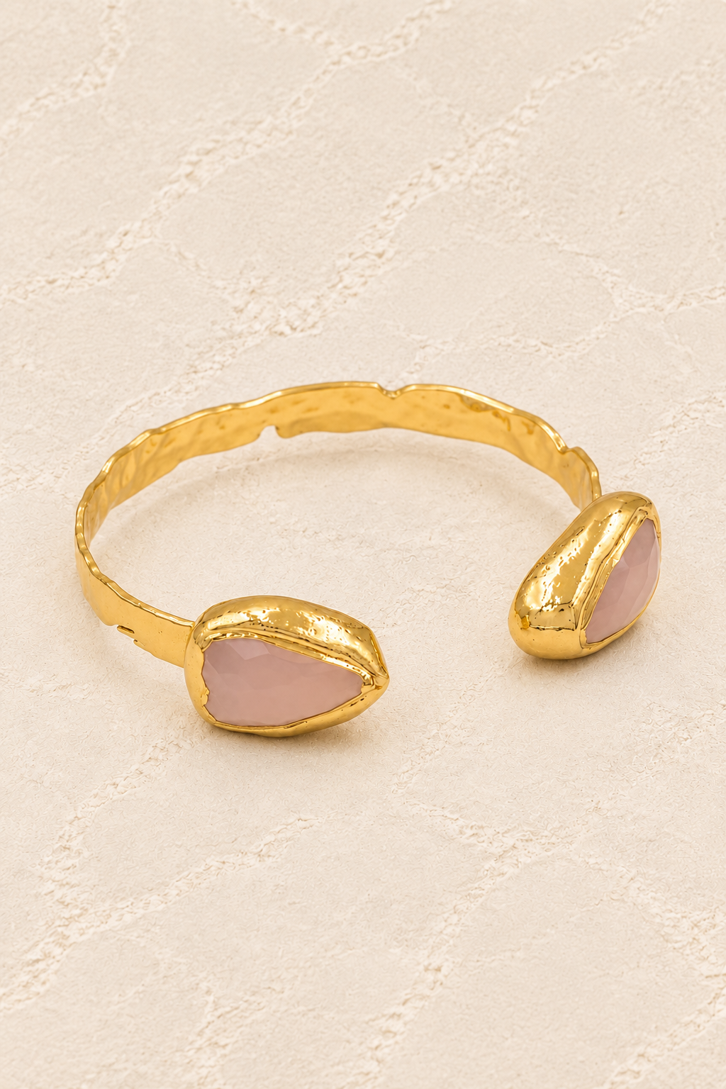 Coralia Rose Quartz Cuff on ivory plaster, tall product cover