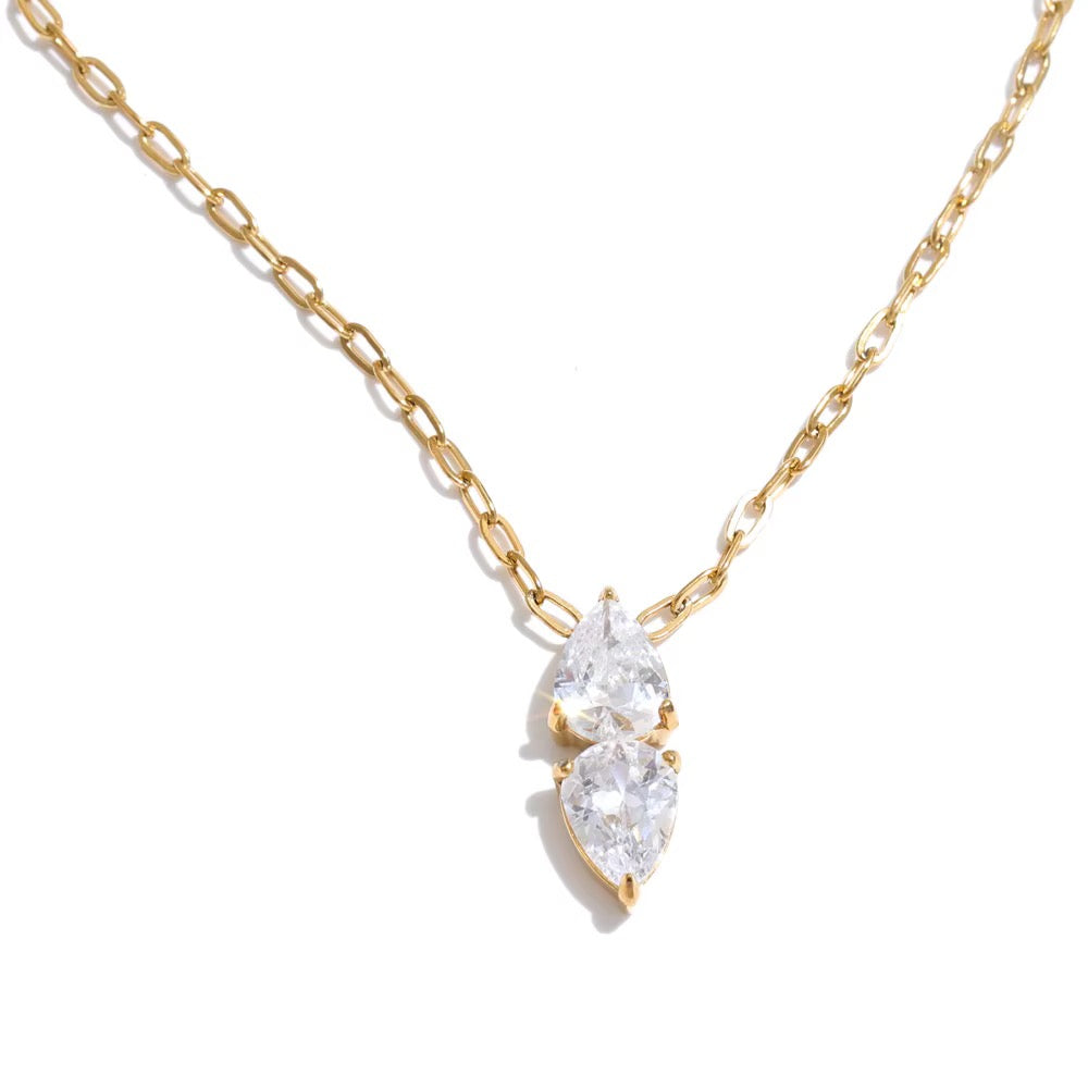 
                  
                    Gold double teardrop necklace original photograph
                  
                