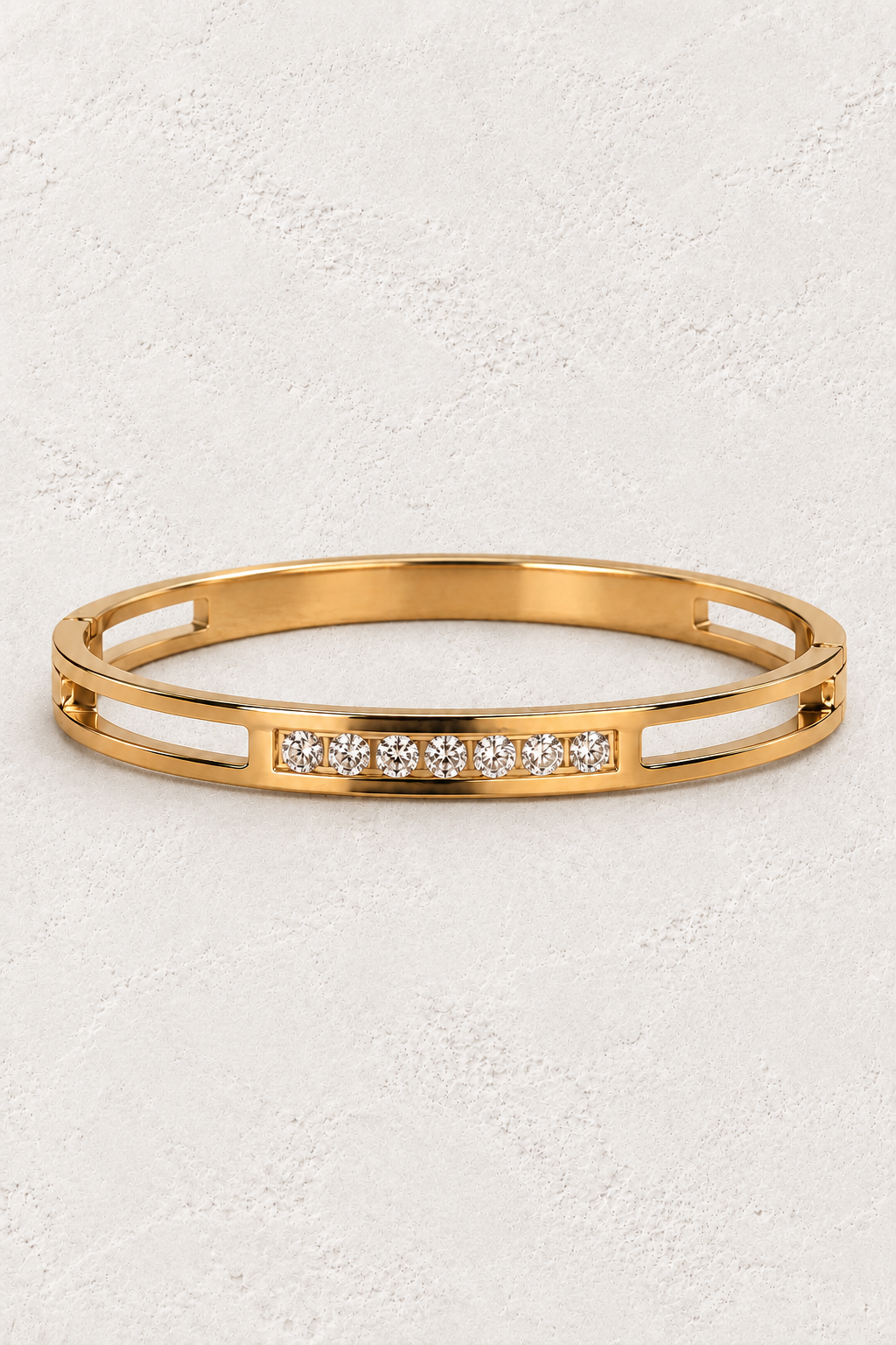 
                  
                    Elira Gold Double Row Crystal Bangle — approved off-white background 2:3 cover
                  
                
