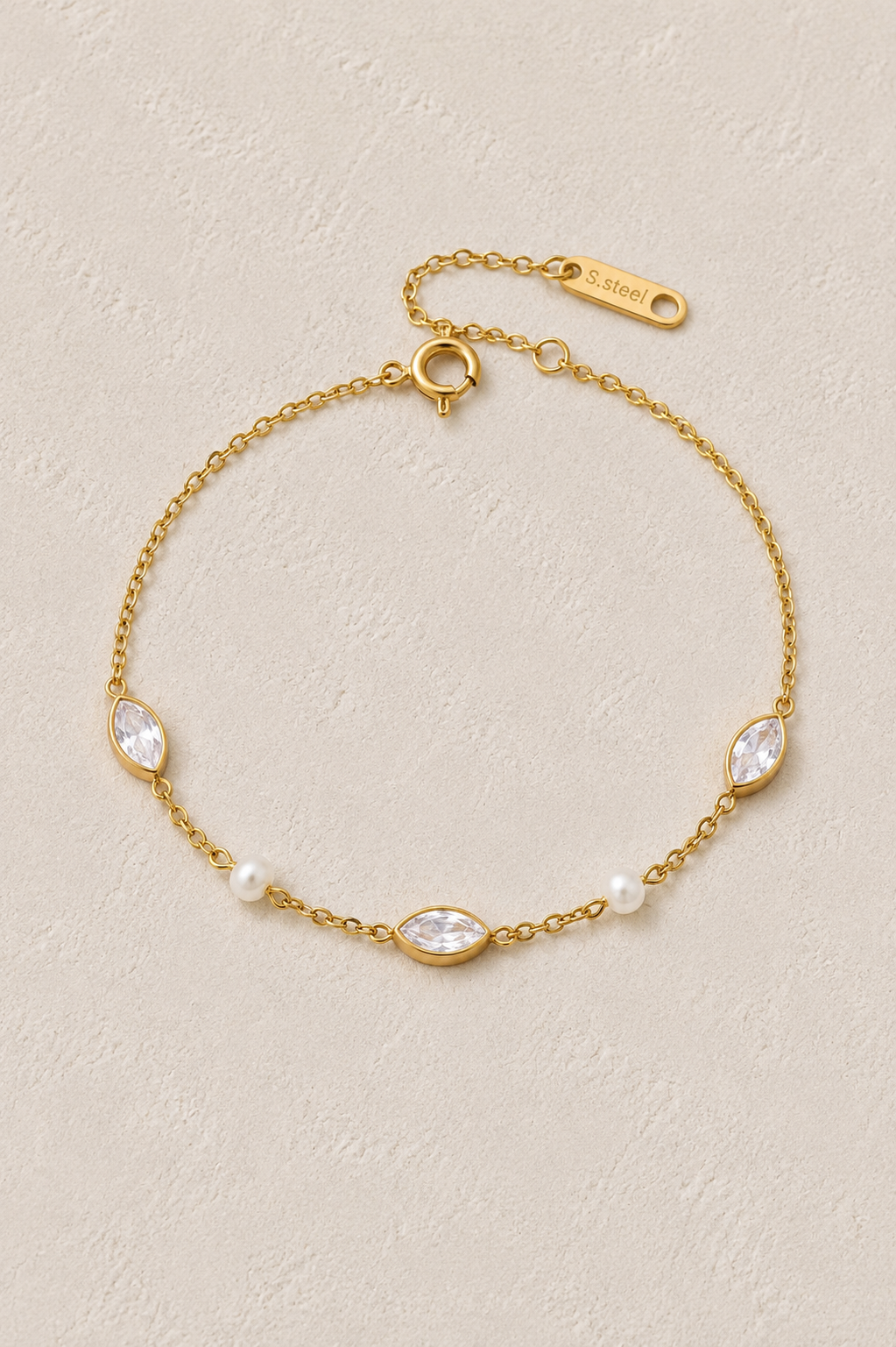 
                  
                    Elowen marquise crystal and freshwater pearl bracelet
                  
                