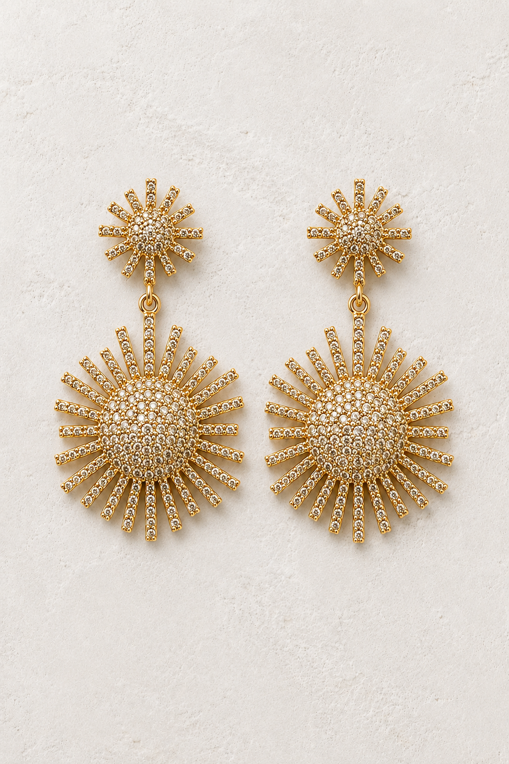 Elysia Gold crystal stud drop statement earrings