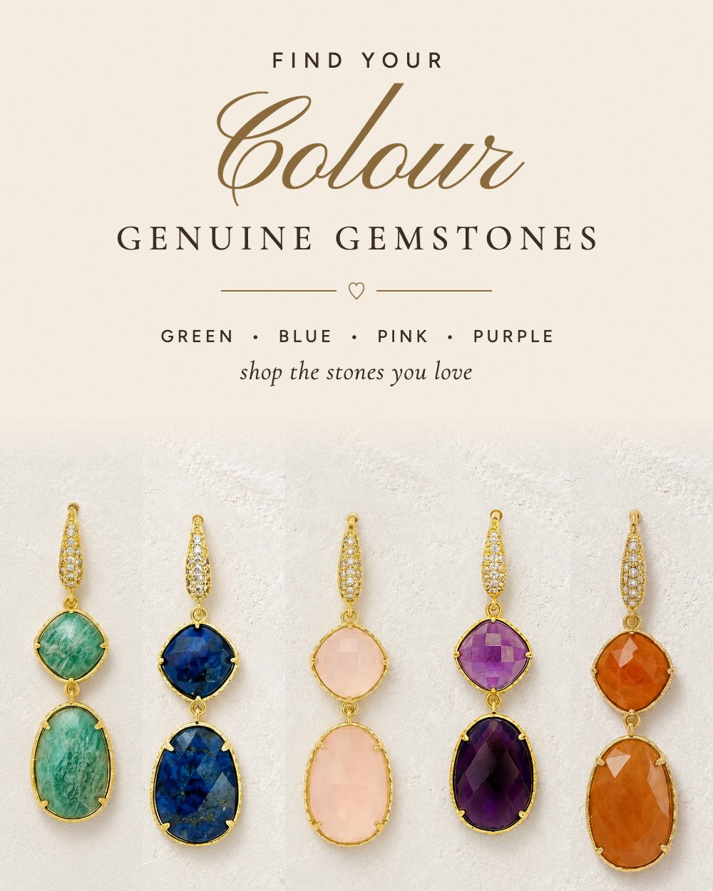 Find your colour – genuine gemstone earrings